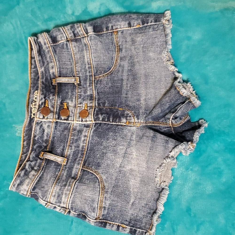 Refuge high-waist jean shorts cut-offs size 0 - Picture 1 of 5